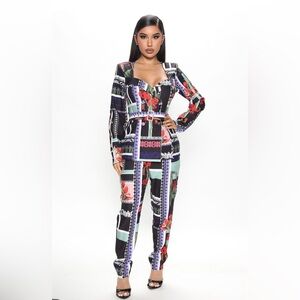 Fashion Nova- Office Favorite Pant Set - Black/combo- NWOT
